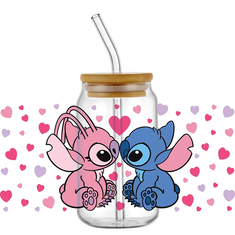 Kawaii Blue Alien Cup Wrap – 16oz UV DTF Waterproof Tumbler Sticker