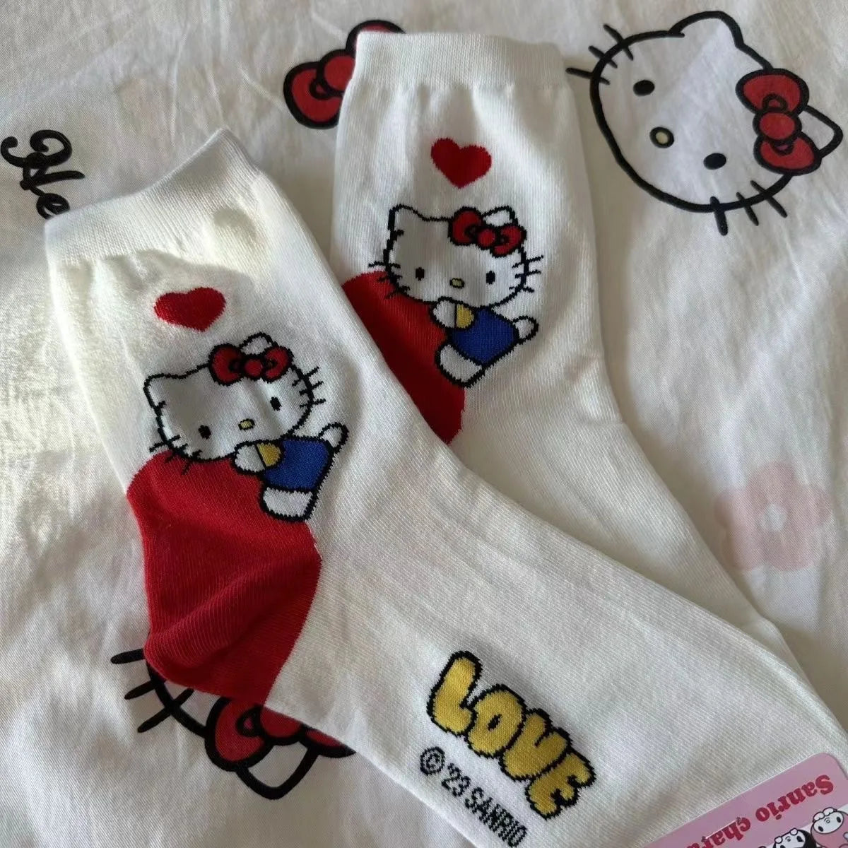 6-Piece Kawaii Cartoon Mid-Tube Socks Set – Soft Cotton Style for Girls