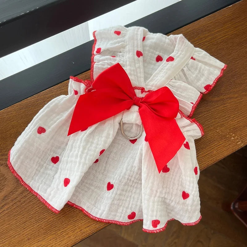 Strawberry Bow Pet Dress – Cute Summer Dog Outfit