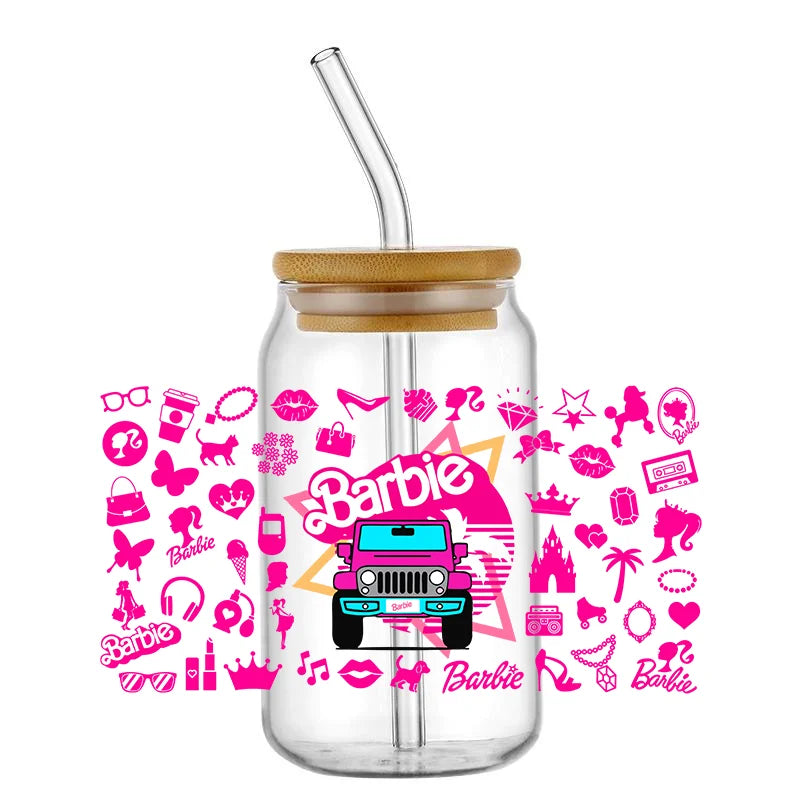 Kawaii Pink Cup Wrap – 16 oz Reusable Decal Sticker for Tumblers