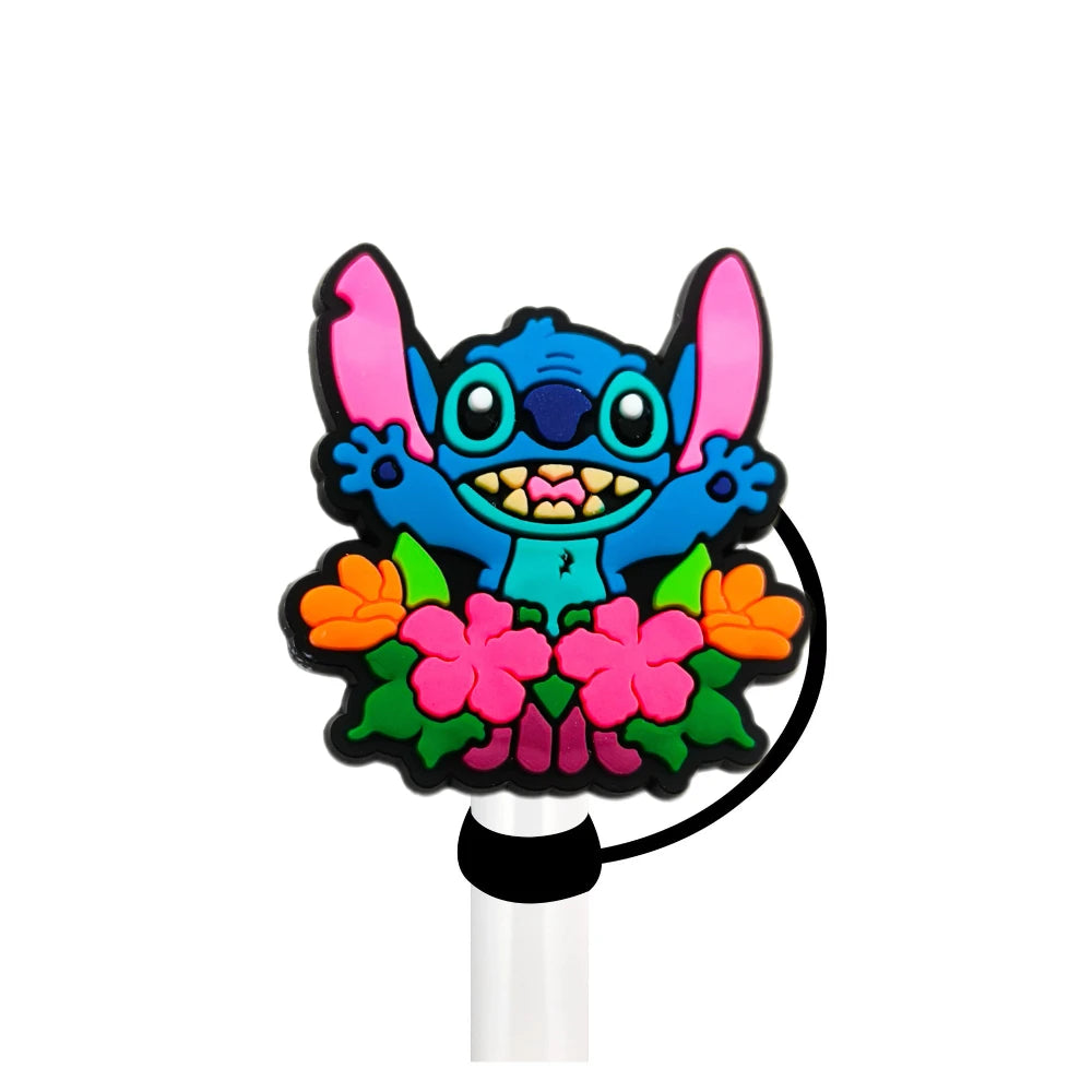 Cute Blue Cartoon Straw Toppers – Dust-Proof Covers for 9–10mm Straws