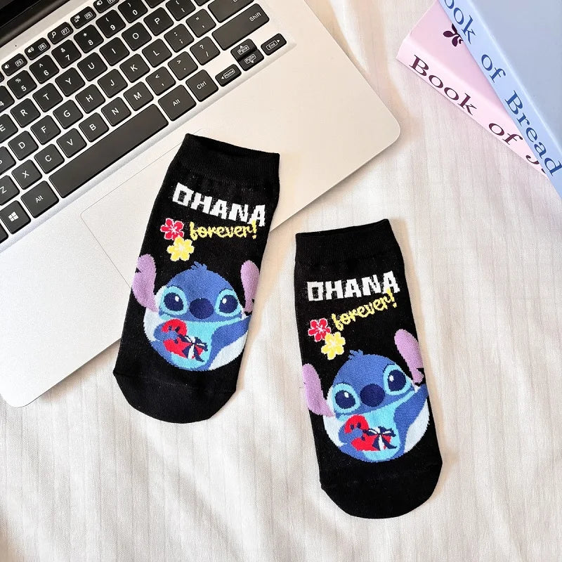 5 Pairs Cartoon Character Short Socks – Colorful Knit Ankle Set