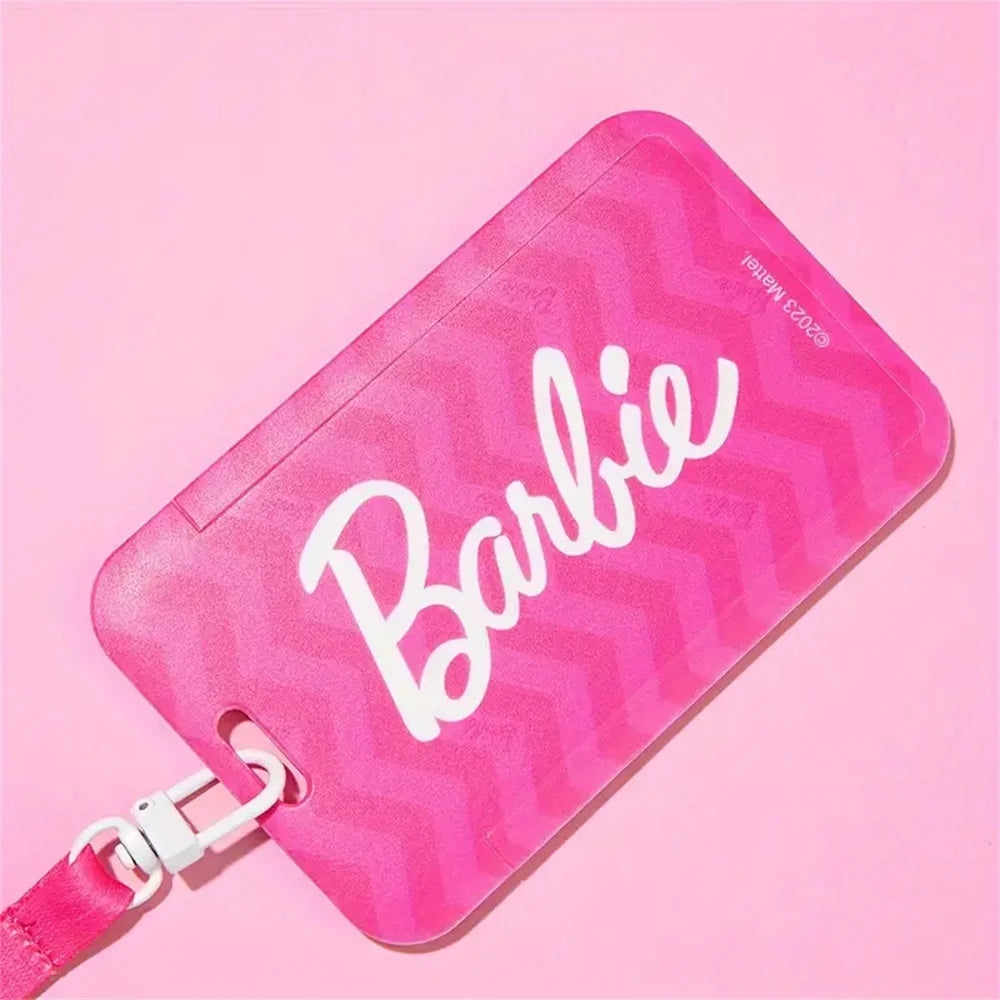 Pink & Black ID Badge Holder – Retractable Lanyard with Card Sleeve