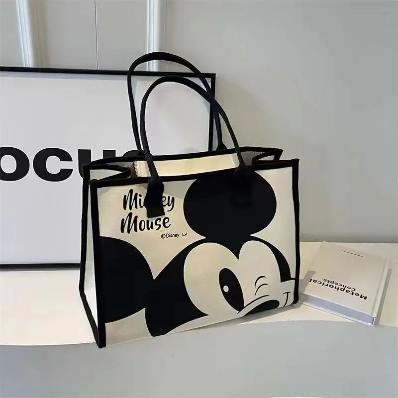 Kawaii Cartoon Canvas Shoulder Bag – Large Capacity Work Tote for Women