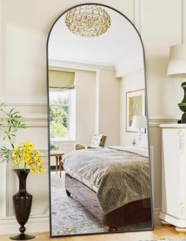 Arch Full-Length Floor Mirror – 58” x 19” Standing Mirror (Pink, Black, Gold)