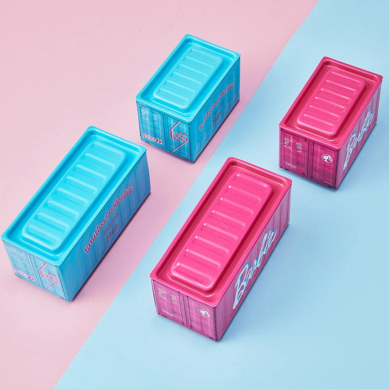 Barbie-Inspired Mini Storage Containers – Stackable Metal Desk Organizer (2 Sizes)