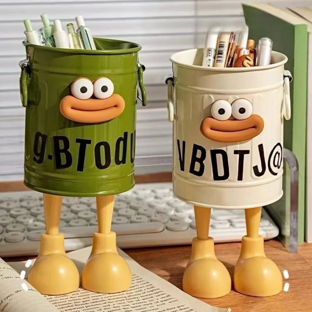 Mini Cartoon Pen Holder with Legs – Cute Pink Desk Organizer for Office & Study