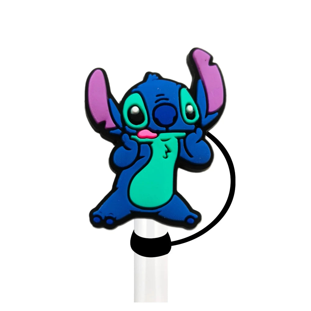 Cute Blue Cartoon Straw Toppers – Dust-Proof Covers for 9–10mm Straws