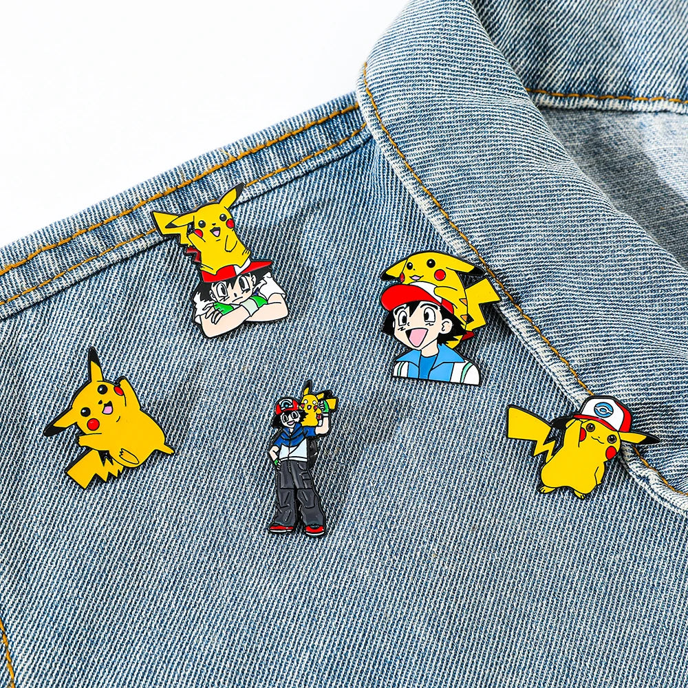 5 Cute Cartoon Brooch Set – Anime Style Metal Pins for Clothes, Bags, & Gifts
