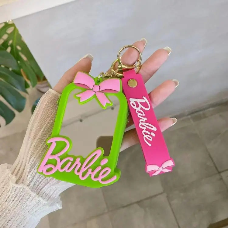 Mini Pink Silicone Wallet – Mirror Coin Pouch with Keychain & Bow