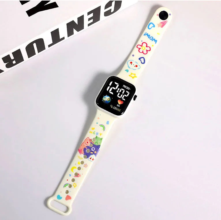 Cute Digital LED Watch – Waterproof Silicone Watch for Kids & Girls
