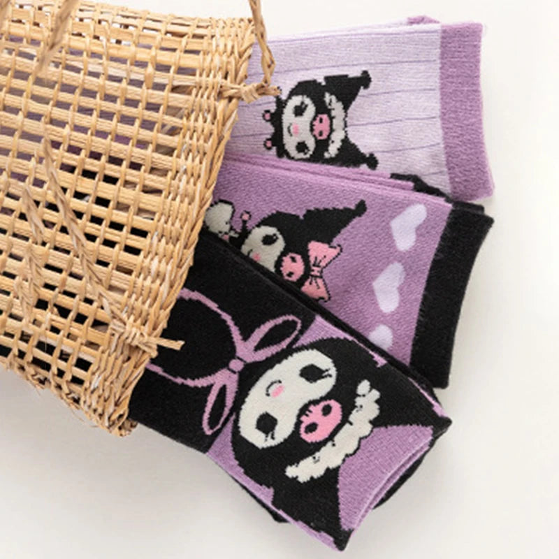 4 Pairs of Cute Anime-Inspired Women's Socks