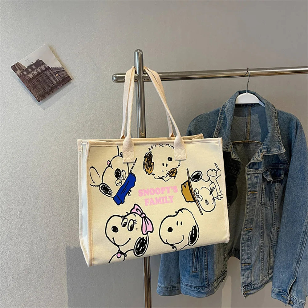 Kawaii Cartoon Canvas Tote – Cute Satchel Backpack for Daily Use