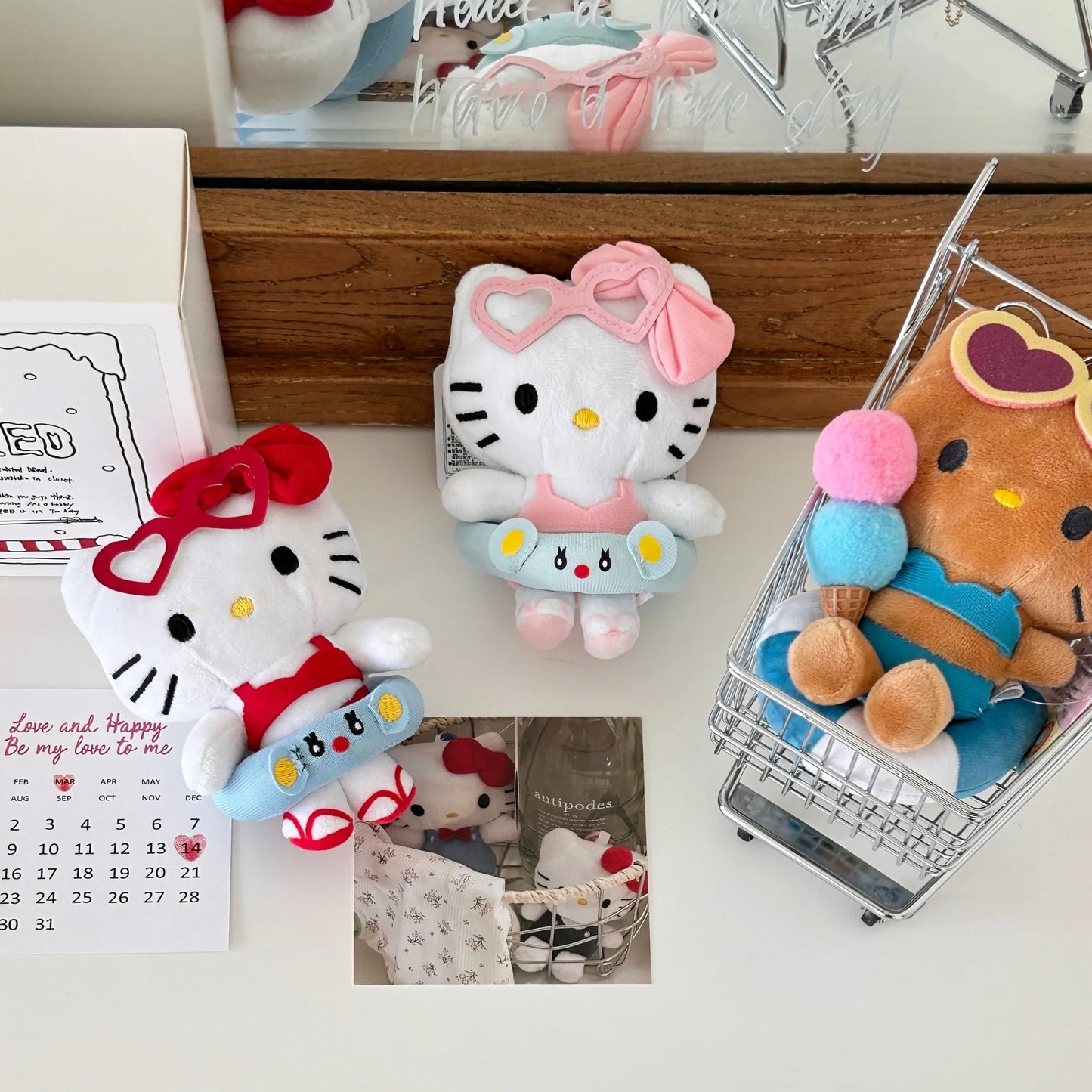 Kawaii Hawaiian Plush Keychain – 10-Style Cartoon Character Charm