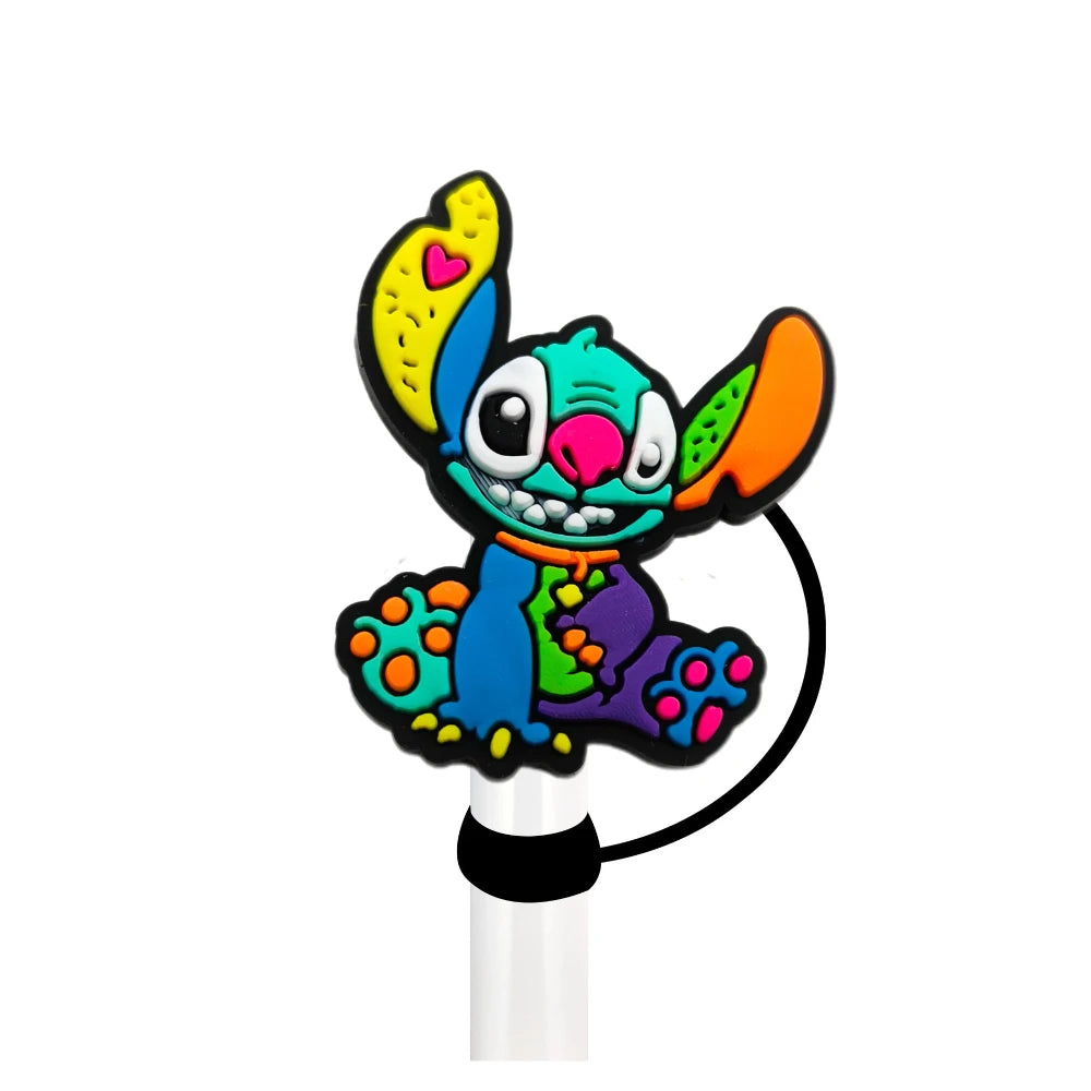 Cute Blue Cartoon Straw Toppers – Dust-Proof Covers for 9–10mm Straws