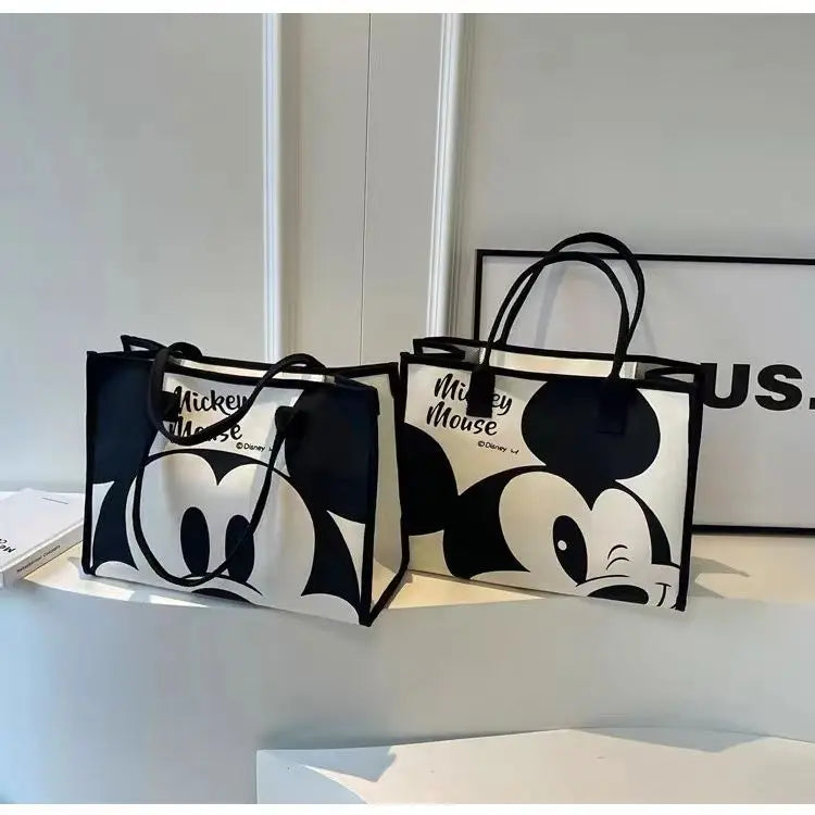 Kawaii Cartoon Canvas Shoulder Bag – Large Capacity Work Tote for Women