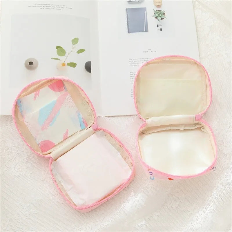 Kawaii Pink Pouch – Small Storage Bag with Zipper