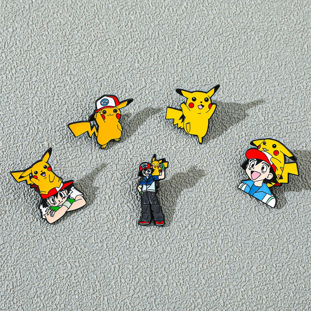 5 Cute Cartoon Brooch Set – Anime Style Metal Pins for Clothes, Bags, & Gifts