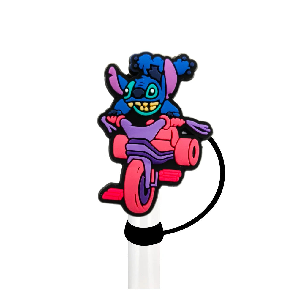 Cute Blue Cartoon Straw Toppers – Dust-Proof Covers for 9–10mm Straws