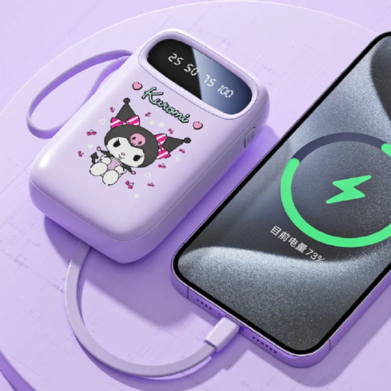 Kawaii Character Power Bank – Multi-Port Charger (Type-C, Lightning & USB)