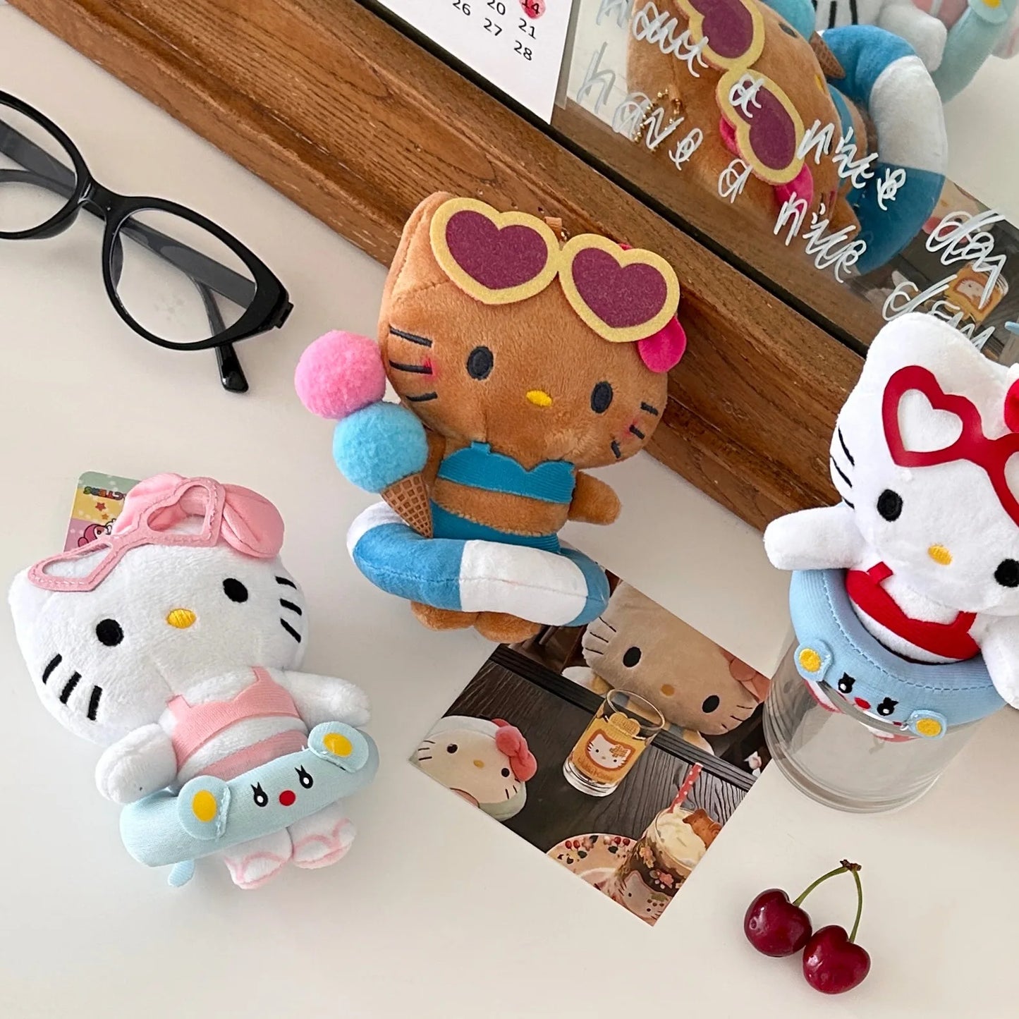 Kawaii Hawaiian Plush Keychain – 10-Style Cartoon Character Charm