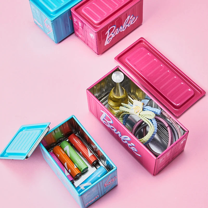 Barbie-Inspired Mini Storage Containers – Stackable Metal Desk Organizer (2 Sizes)