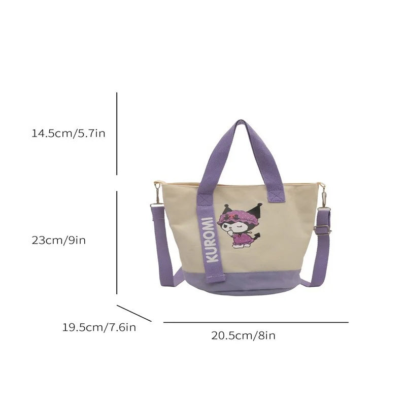 Kawaii Character Canvas Bucket Bag – Cute Crossbody & Handbag for Everyday Use