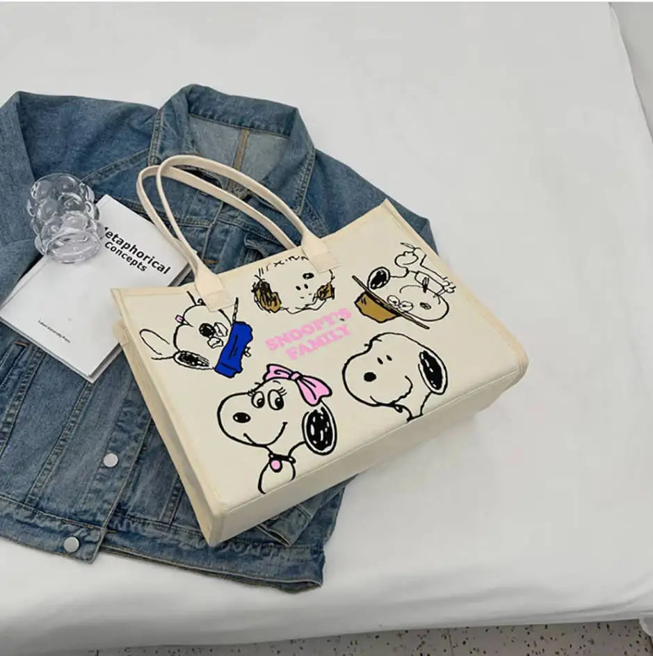 Kawaii Cartoon Canvas Tote – Cute Satchel Backpack for Daily Use