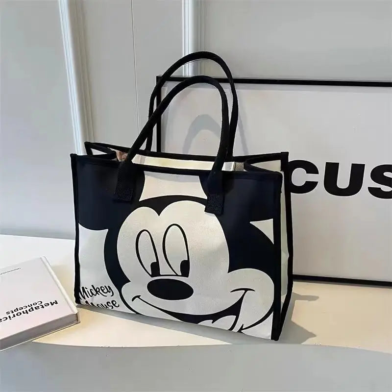 Kawaii Cartoon Canvas Shoulder Bag – Large Capacity Work Tote for Women