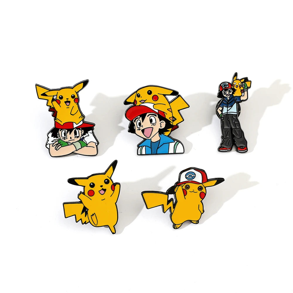 5 Cute Cartoon Brooch Set – Anime Style Metal Pins for Clothes, Bags, & Gifts