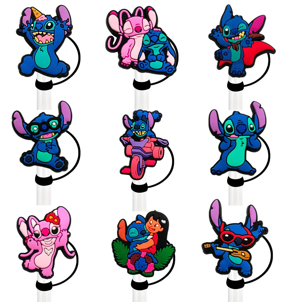 Cute Blue Cartoon Straw Toppers – Dust-Proof Covers for 9–10mm Straws