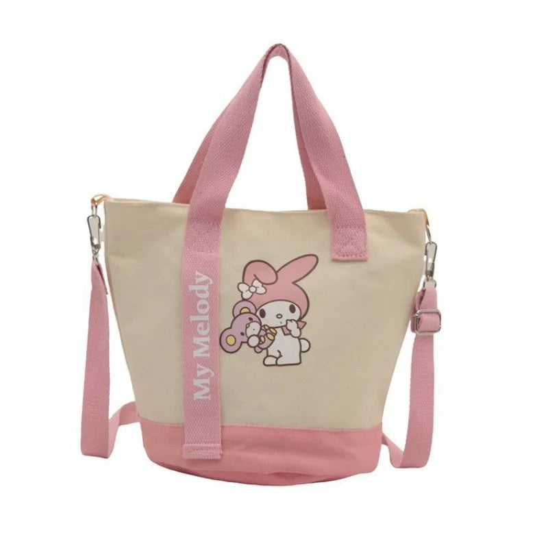 Kawaii Character Canvas Bucket Bag – Cute Crossbody & Handbag for Everyday Use
