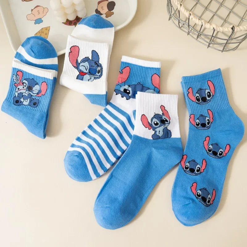 5-Pair Kawaii Cartoon Socks – Cozy Mid-Tube Cotton Socks for Kids