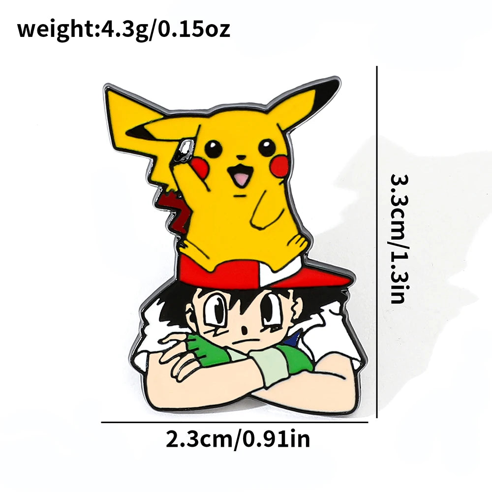 5 Cute Cartoon Brooch Set – Anime Style Metal Pins for Clothes, Bags, & Gifts