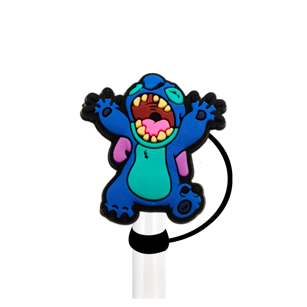 Cute Blue Cartoon Straw Toppers – Dust-Proof Covers for 9–10mm Straws