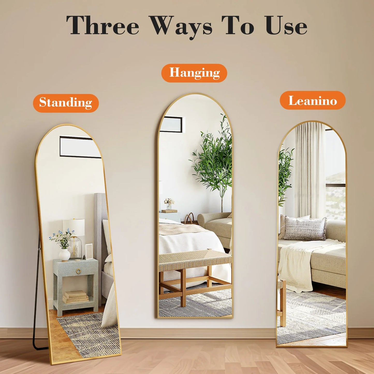 Full-Length Standing Mirror – 64” x 21” Aluminum Frame