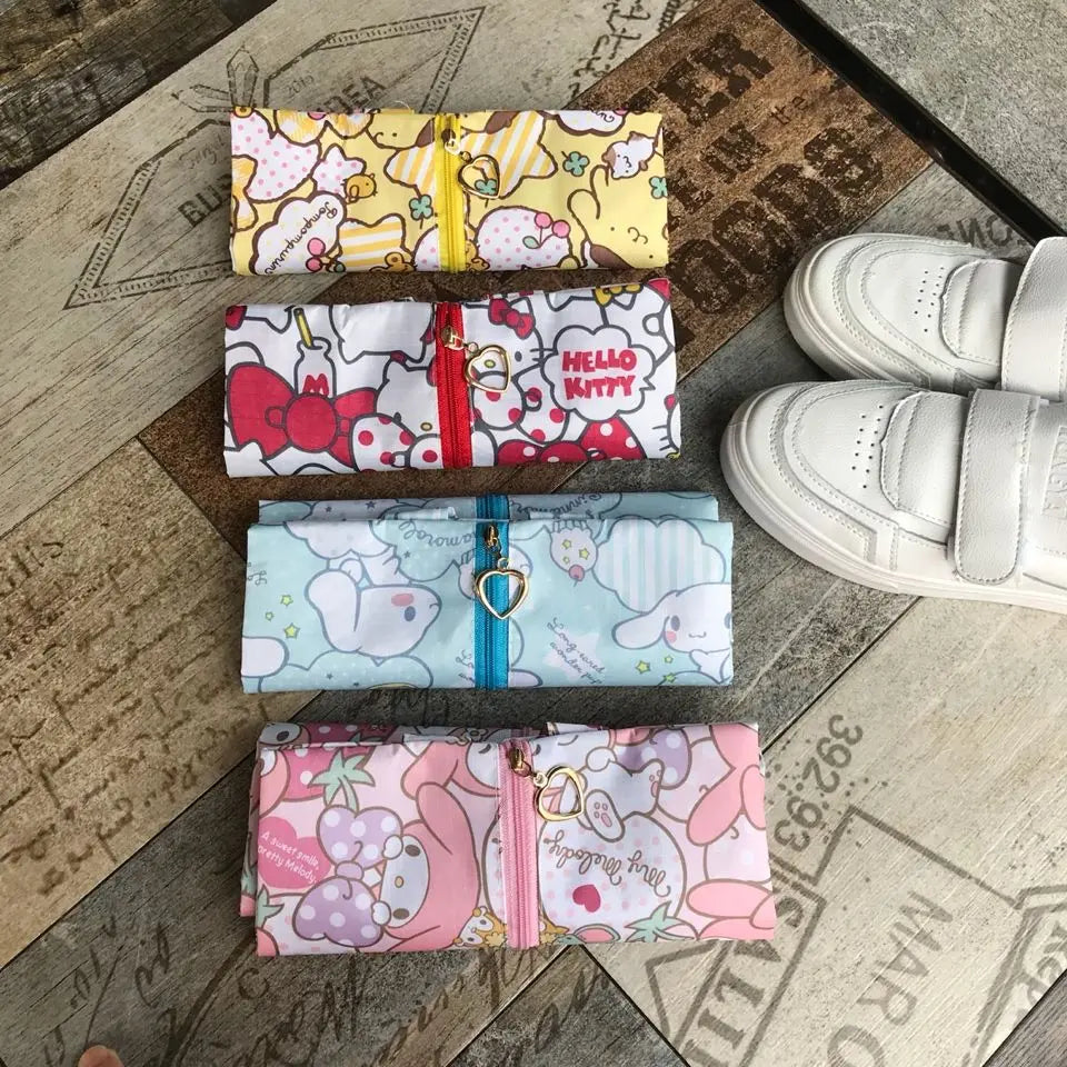 Cute pink cartoon shoe pouch ideal for travel and keeping shoes clean.