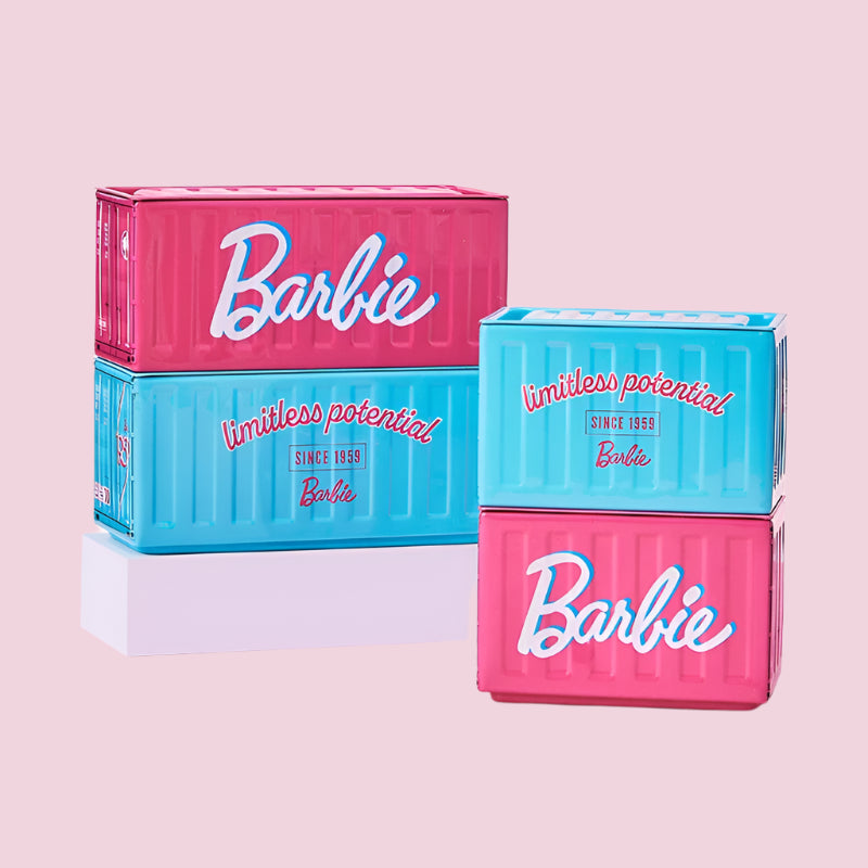 Barbie-Inspired Mini Storage Containers – Stackable Metal Desk Organizer (2 Sizes)