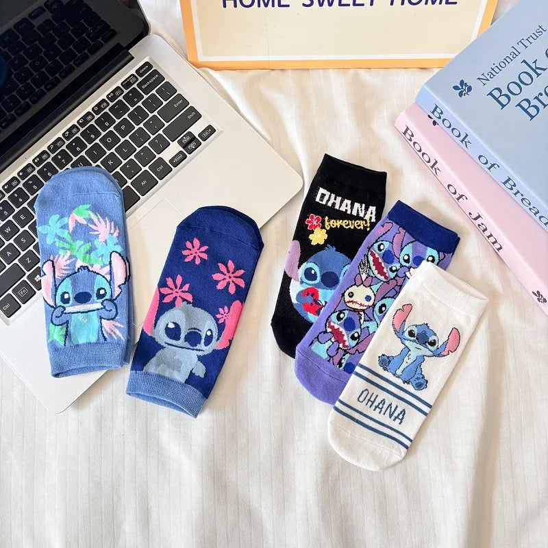5 Pairs Cartoon Character Short Socks – Colorful Knit Ankle Set