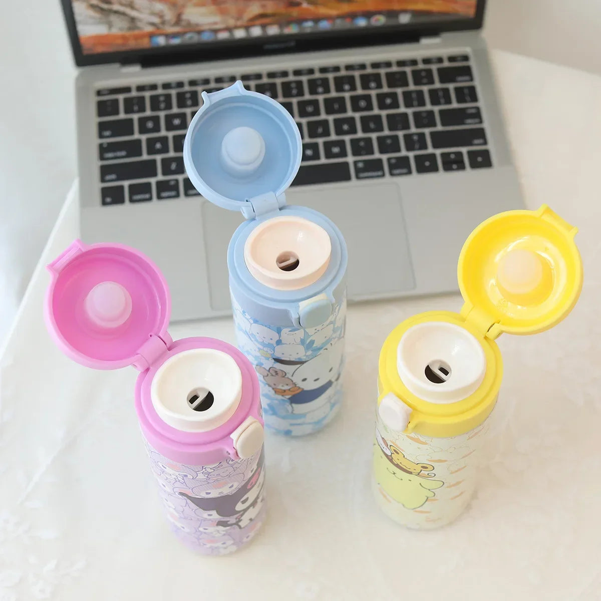Kawaii Character Thermos – 420ml Insulated Bottle with Straw