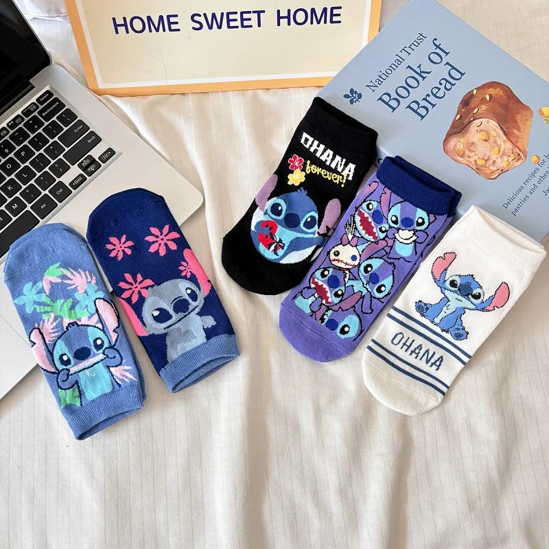 5 Pairs Cartoon Character Short Socks – Colorful Knit Ankle Set