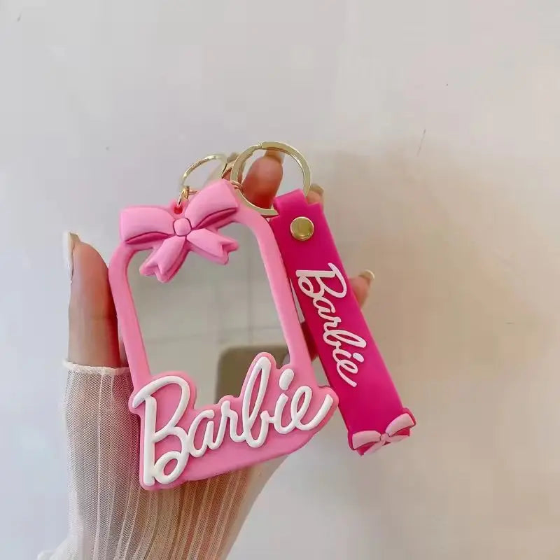 Mini Pink Silicone Wallet – Mirror Coin Pouch with Keychain & Bow