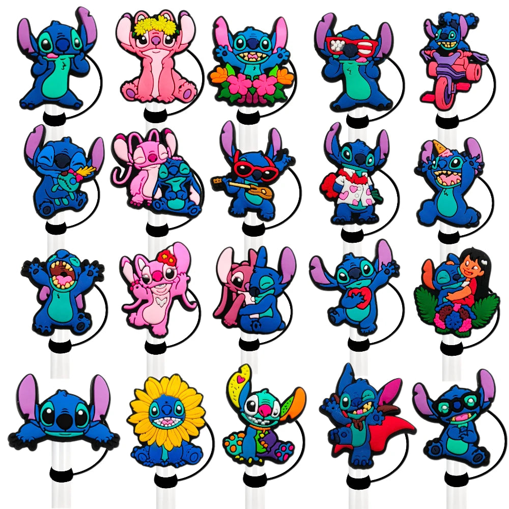 Cute Blue Cartoon Straw Toppers – Dust-Proof Covers for 9–10mm Straws