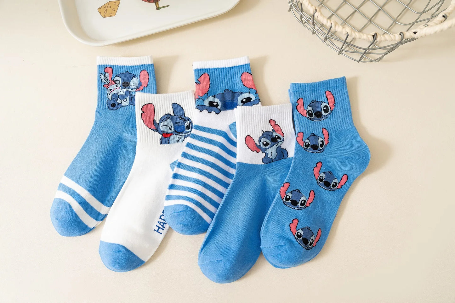 5-Pair Kawaii Cartoon Socks – Cozy Mid-Tube Cotton Socks for Kids