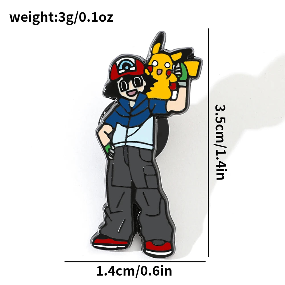 5 Cute Cartoon Brooch Set – Anime Style Metal Pins for Clothes, Bags, & Gifts