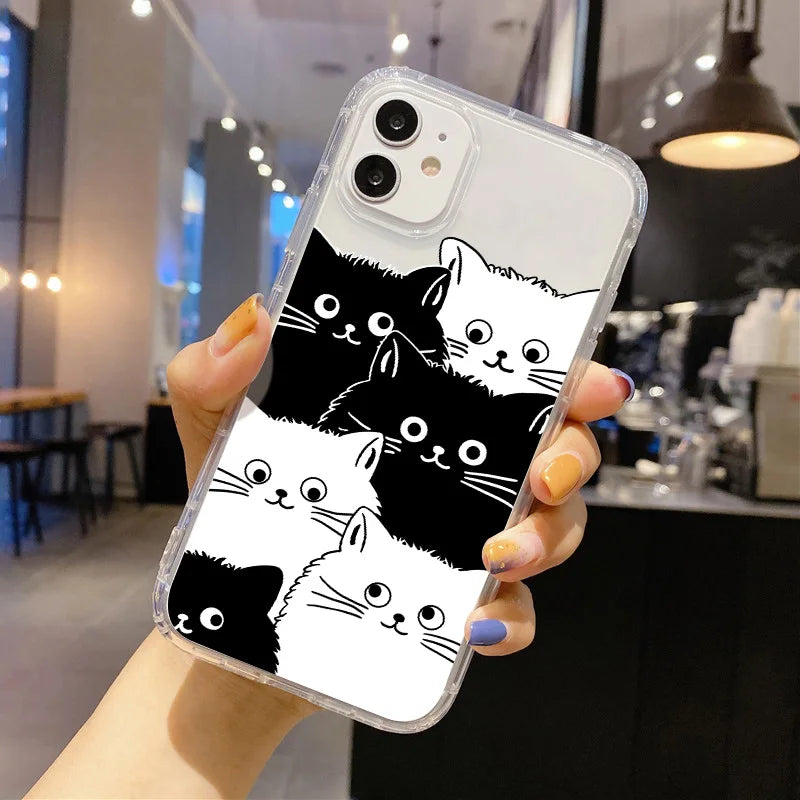 Cute Dinosaur Couple Phone Case – Clear Silicone Cover for iPhone 15 & 16