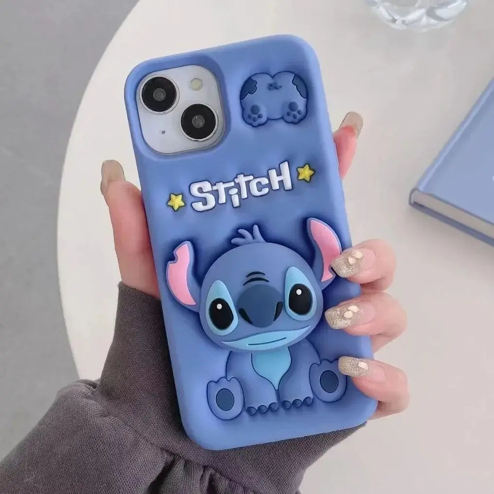Cute 3D Cartoon Grip Case – Shockproof Phone Cover for iPhone 14, 15 & 16