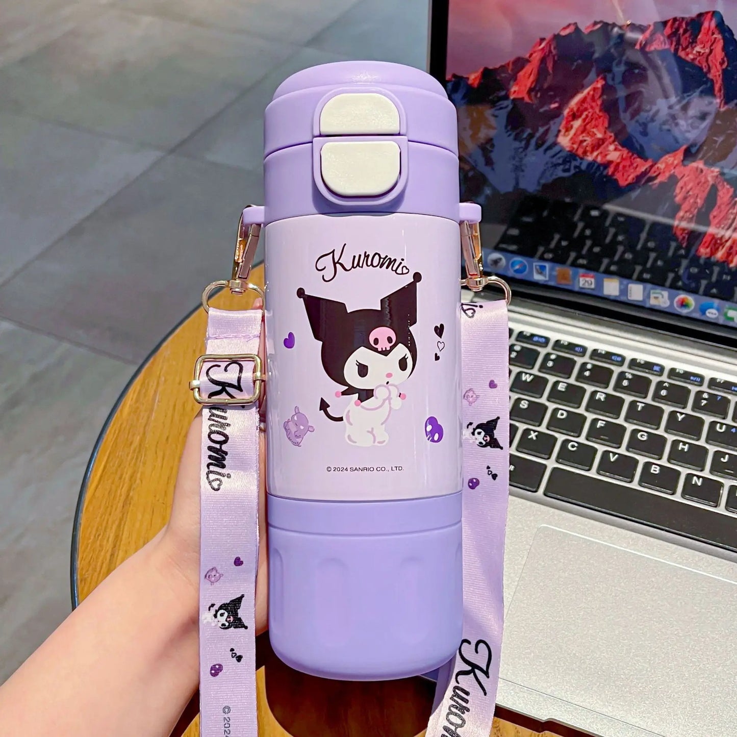 Cute Bunny Water Bottle with Strap – Leakproof & Insulated