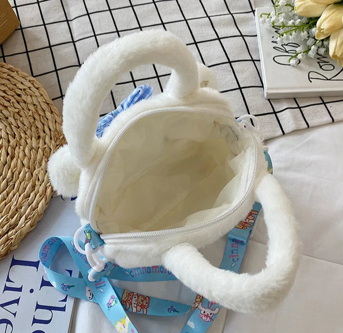 Kawaii Plush Bunny & Pup Style Crossbody Bag – Cute Anime-Inspired Handbag for Girls