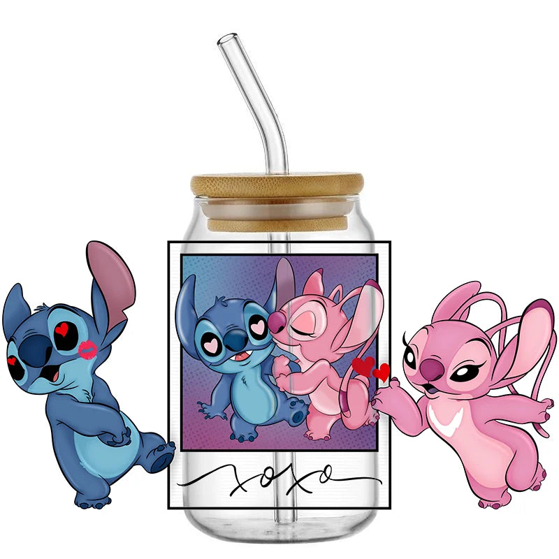 Kawaii Blue Alien Cup Wrap – 16oz UV DTF Waterproof Tumbler Sticker